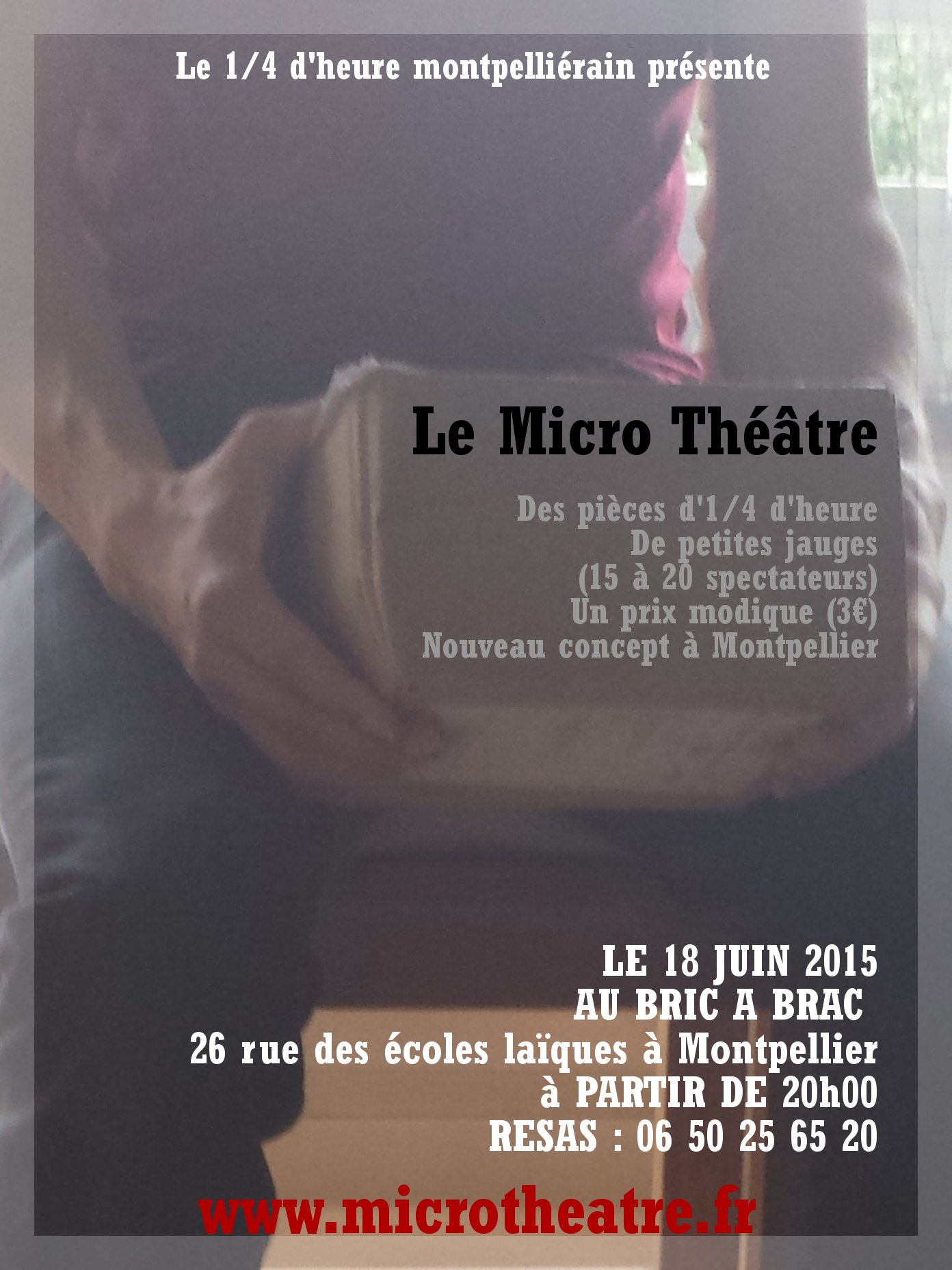 Affiche de la dernière soirée de micro-théâtre à Montpellier